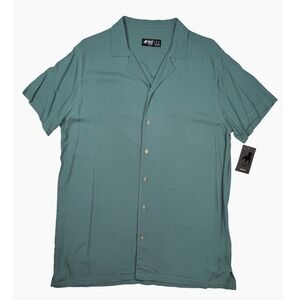 Cuidado con el Perro Men's Short Sleeve Button Up Shirt Green Size L NWT